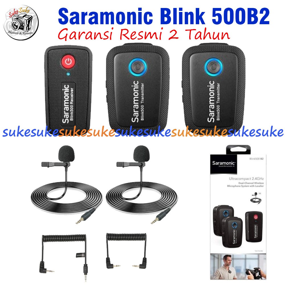Saramonic Blink 500 B2 TX+TX+RX Wireless Mic GARANSI RESMI