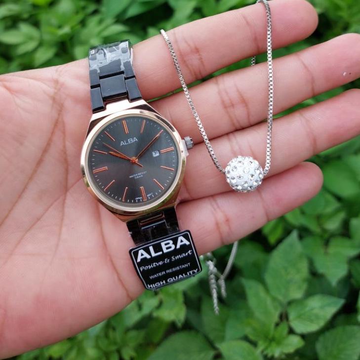 Recomended.. BISA COD✅Jam Tangan ALBA Anti Air Paket Kalung Titanium