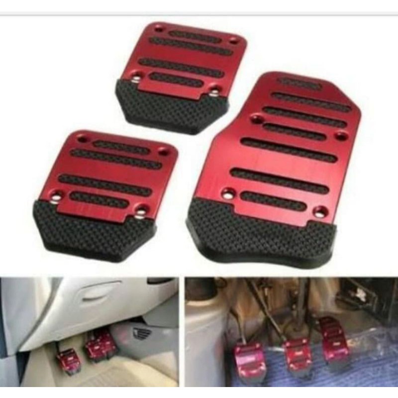 Cover Pedal Mobil Manual Gas Rem Kopling Anti Slip 3 Pcs