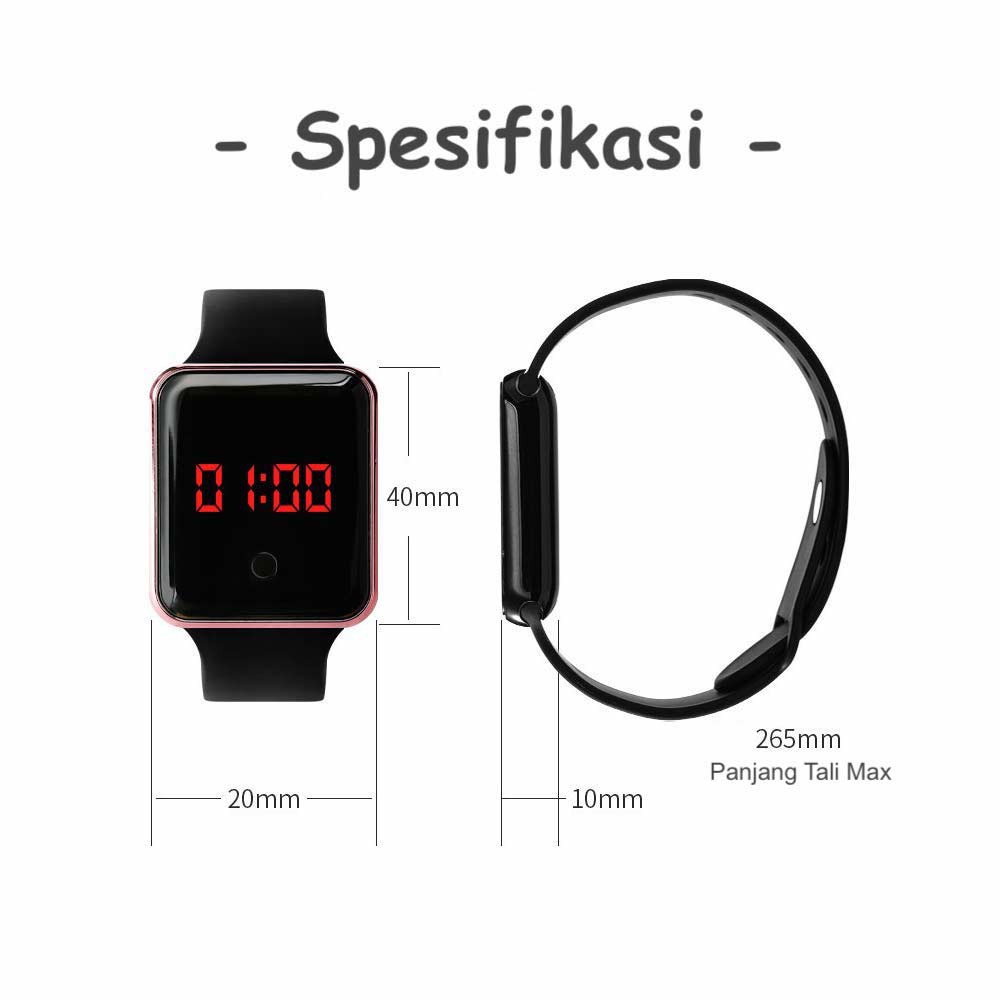 Touch Screen★LED Watch [ Navy Silver ] Jam Tangan Digital Pria &amp; Wanita - Strap Rubber