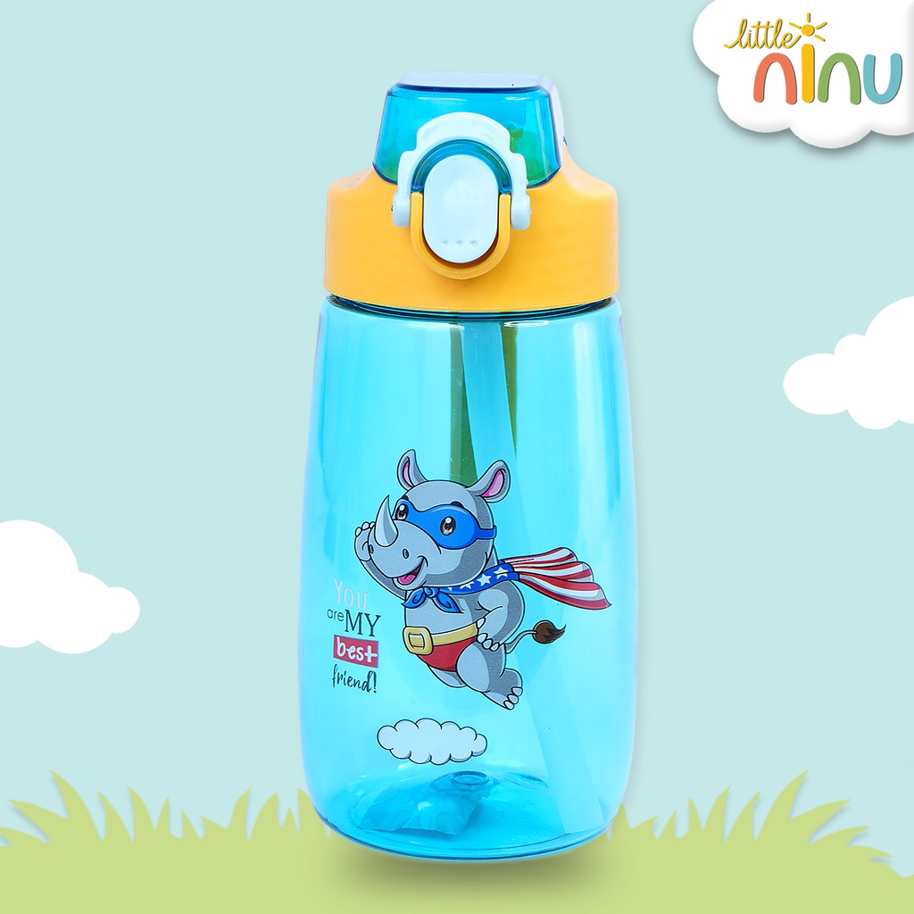 LITTLE NINU Botol Minum Anak Sedotan Water Bottle Straw 480 ml