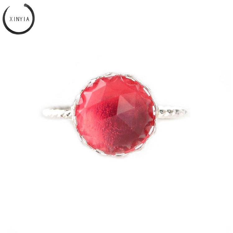 Merah Dan Hijau Resin Batu Permata Imitasi Cincin Geometris Cincin Tren Unisex