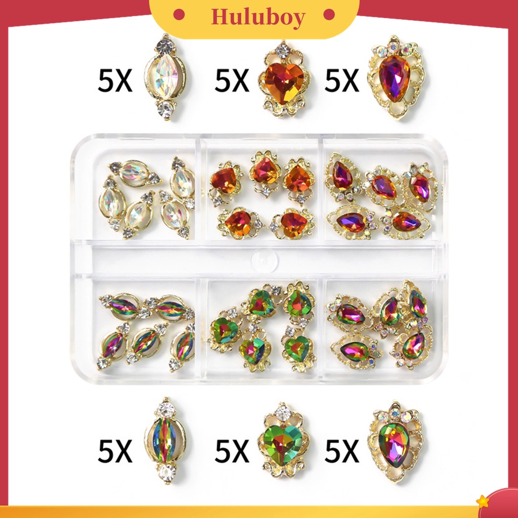 Huluboy Huluboy♡ Aksesoris Perhiasan Berlian Imitasi Bentuk Kupu-Kupu Bintang Bahan Alloy Untuk Dekorasi Manicure Nail Art