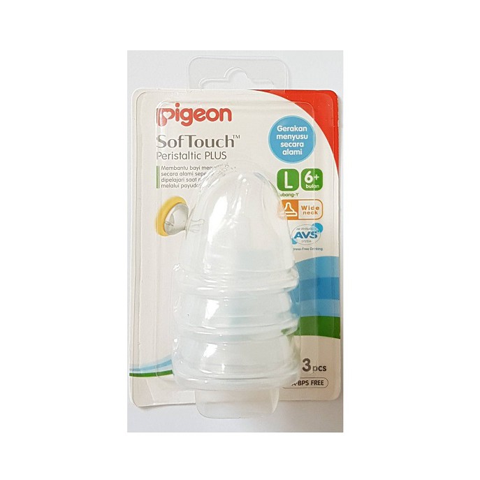 Pigeon Softouch Peristaltic Plus Nipple L isi 3 pcs Wide Neck