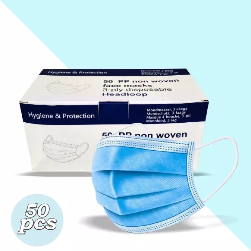 MASKER MEDIS ERLOAP SURGICAL FACEMASK HIJAU/BIRU/PUTIH TEBAL 3 Ply Isi 50