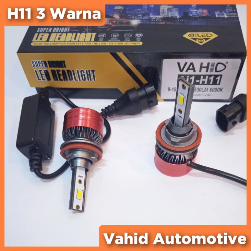 LED H11 3 Warna Ailed LED Super Bright Original Vahid H11/H9/HB