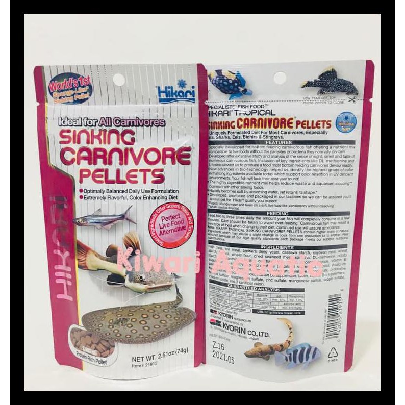 

Hikari Sinking Carnivore Pellets 74G / 74Gr / 74 Gr / Gram Terjamin