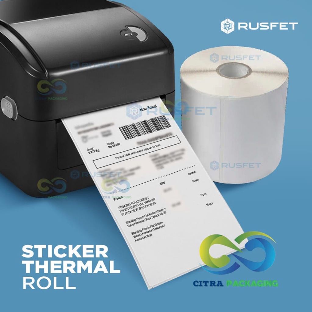 

klm KERTAS THERMAL ROLL STICKER LABEL PRINT RESI Lebar 10 cm X Panjang 15 cm