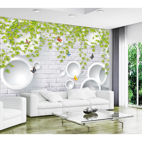 WALLPAPER 3D WALLPAPER CUSTOM WALLPAPER DINDING BATA PUTIH DAUN