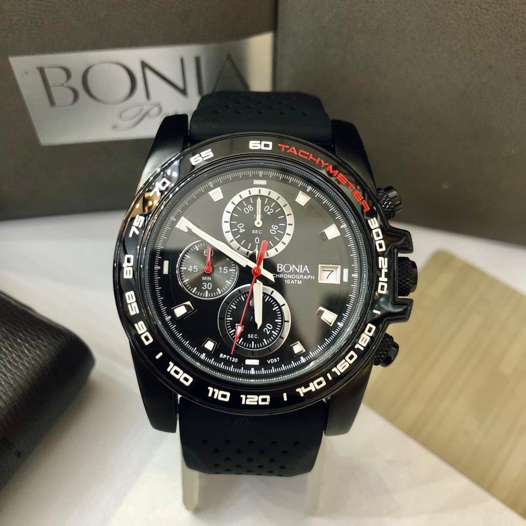 Limited Stock Jam Tangan Pria Original Brand BONIA BPT130 Man Watch Bentuk Case Bulat Stainless Stee