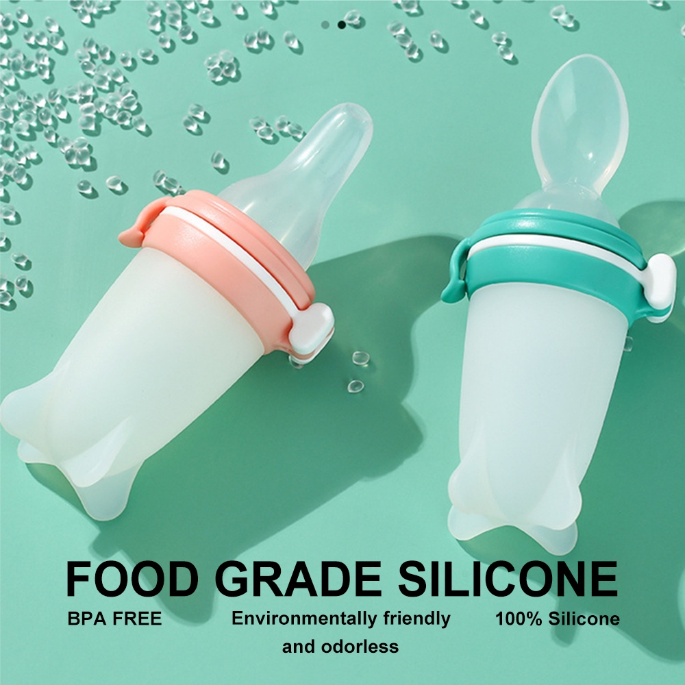 Kinbata 3 in 1 Botol Dot Silicone Sendok Makan Bayi / Sendok Makan Botol Dot SIlikon Praktis BPA FREE