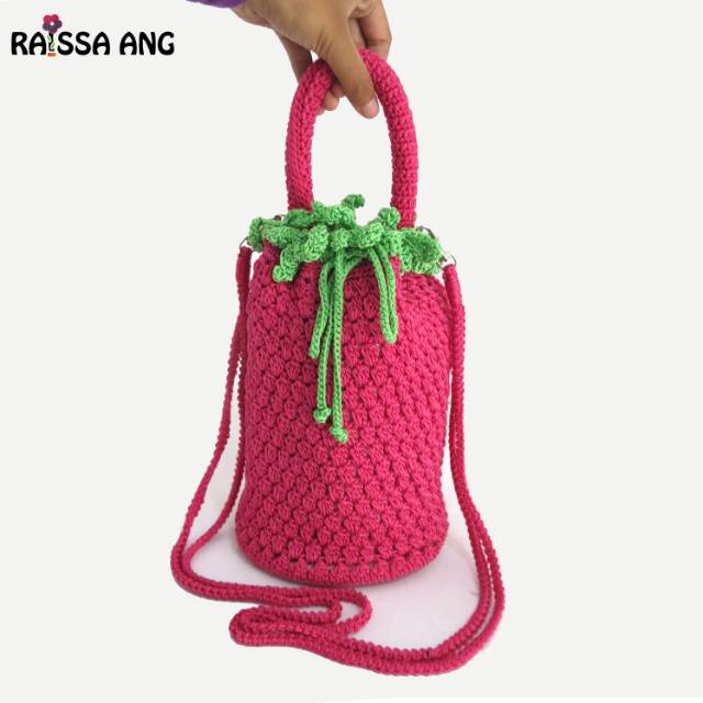 Tas rajut bentuk tabung pineapple