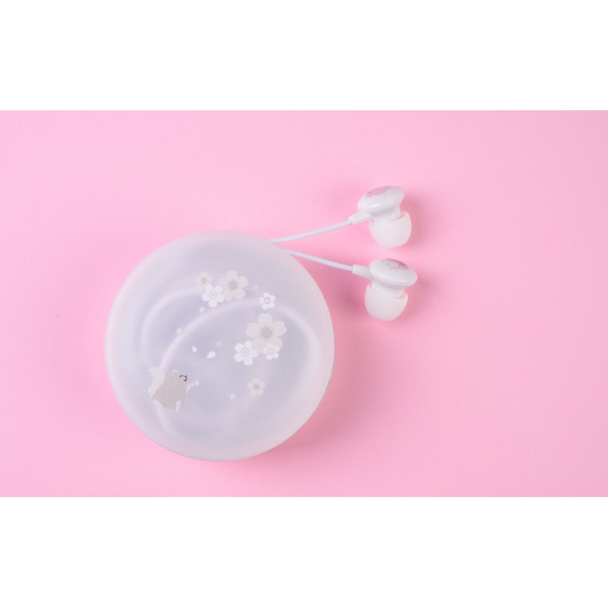 [E-162] Headset Earphone Motif Gambar Bunga SAKURA / Wadah Earphone Motif SAKURA Elegan Simple Unik