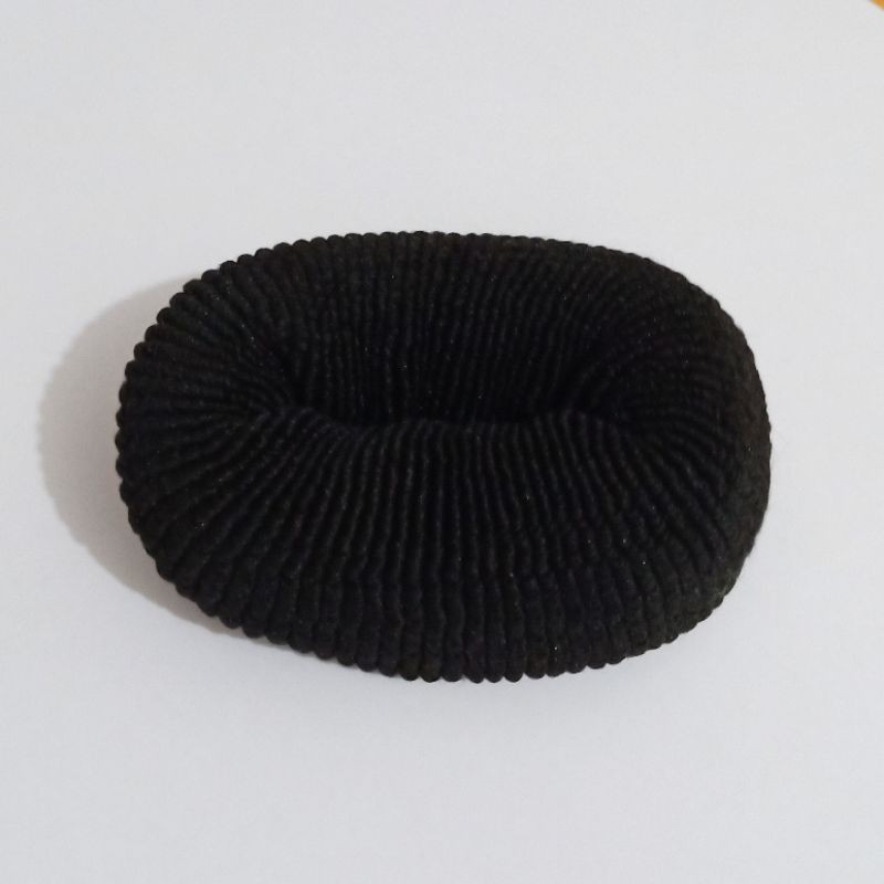 chandrasurya IKAT RAMBUT DONAT Hitam Bulat Besar Kuncir Karet Cepol Aksesoris Wanita Hijab Jilbab