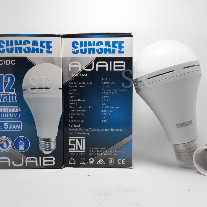 Sunsafe Lampu Emergency 12 Wat Lampu Bohlam Cahaya Putih Beli 2Gratis1