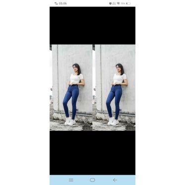 Celana highwaist jeans polos // celena panjang cewek Hw melar