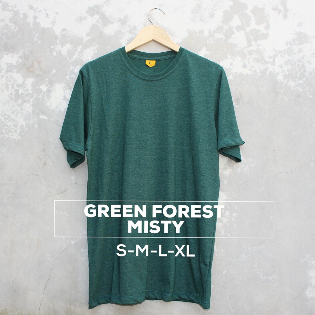 Kaos Polos Pria Green Forest Misty Cotton Combed 30s - Baju Polos Hijau Gelap Misty