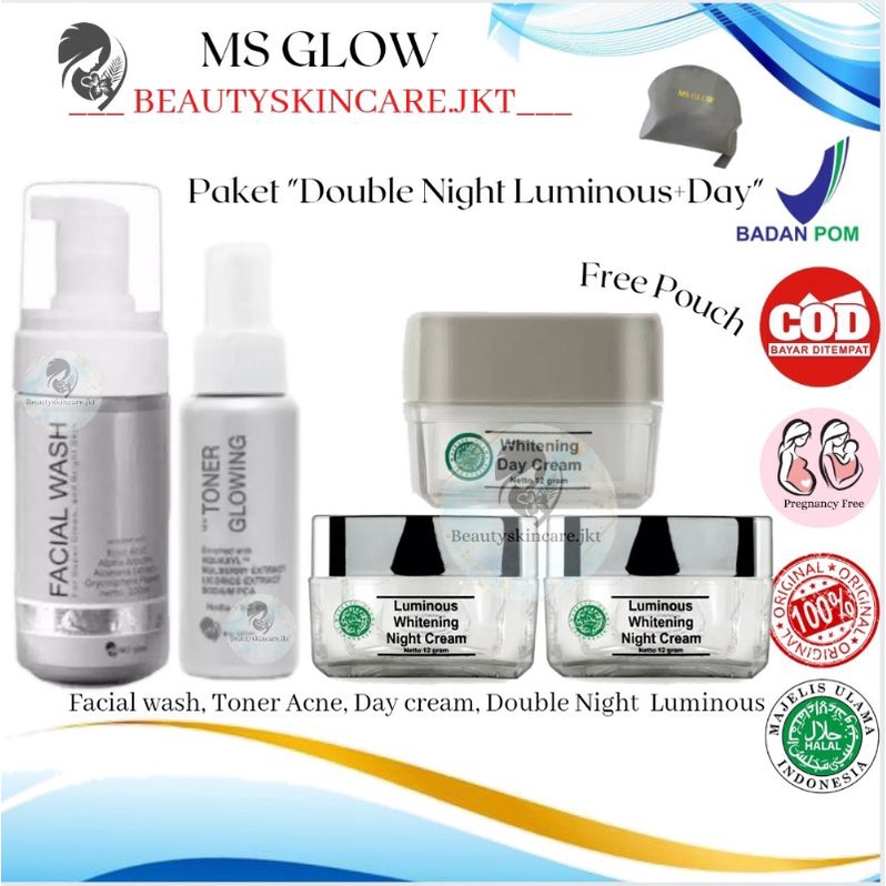 MS GLOW PAKET WAJAH DOUBLE NIGHT / PAKET WAJAH DOUBLE NIGHT MS GLOW