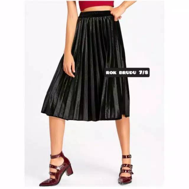 Terlaris n termurah //Rok plisket bludru 7/8 premium impor//Rok cantik wanita