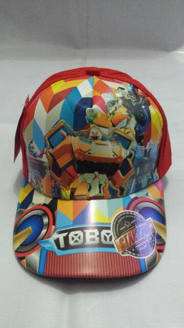 Topi anak baseball karakter TOBOT merah biru hitam