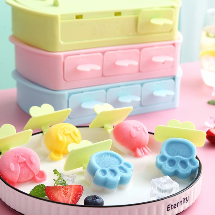 silicone children popsicle ice mold tray stackable box / cetakan es / cetakan es cream