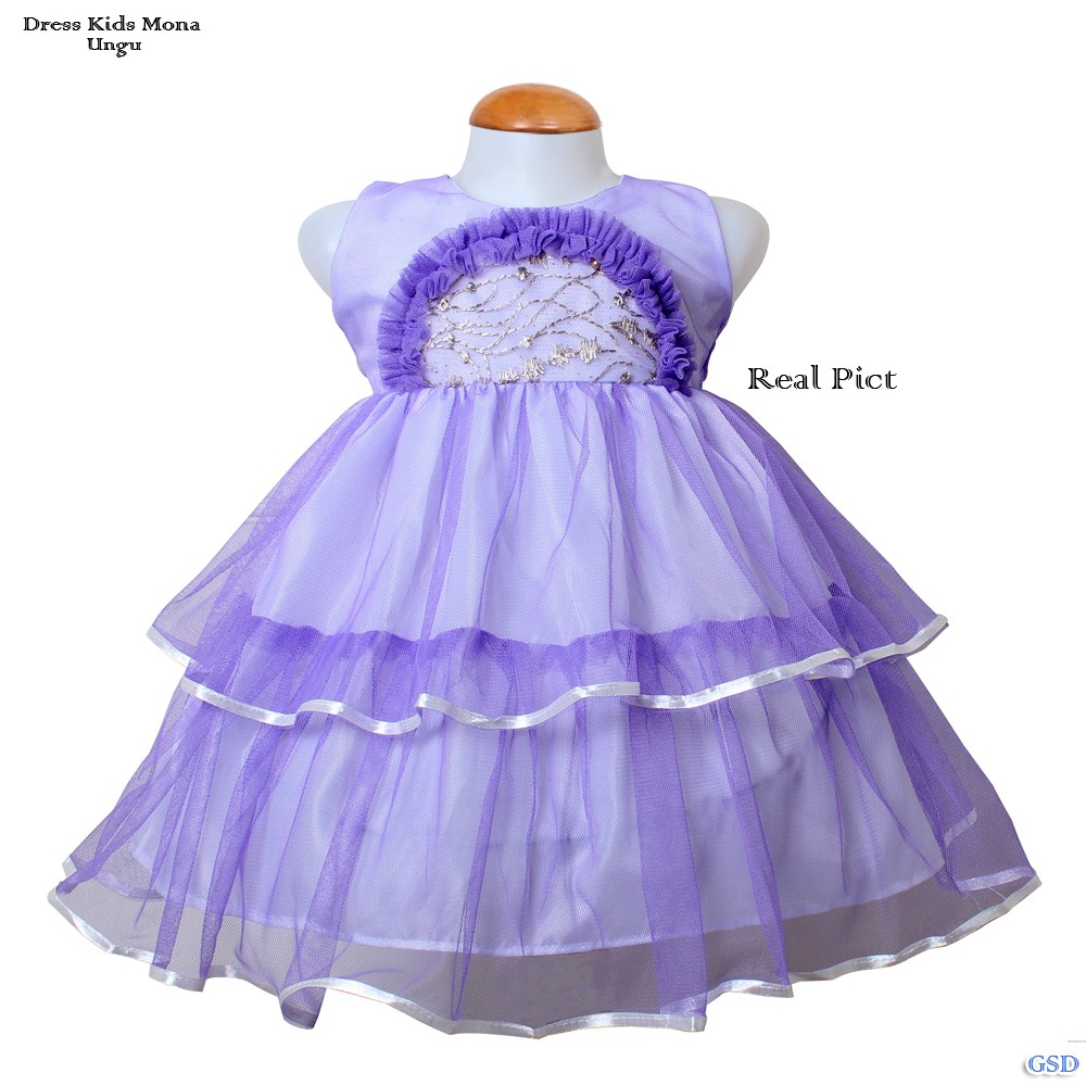 Dress Kids Mona/Baju Anak Perempuan Motif Brukat/Mini Dress / Terusan Dress Umur 3-5 Tahun