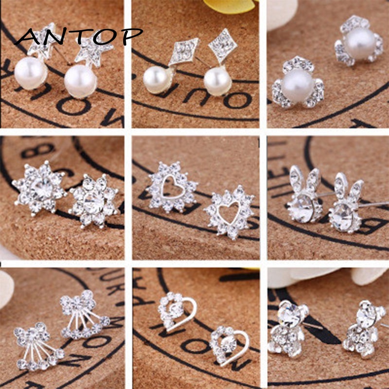 Fashion Hati Mutiara Kristal Stud Anting Pesona Zirkon Anting-Anting Perhiasan Untuk Wanita Hadiah ANTOP