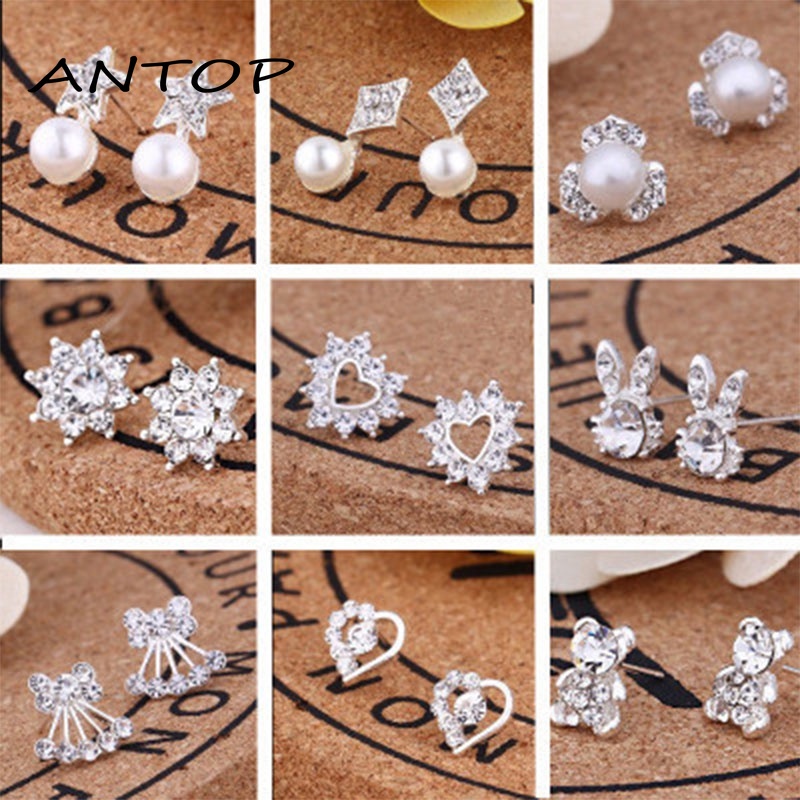 Fashion Hati Mutiara Kristal Stud Anting Pesona Zirkon Anting-Anting Perhiasan Untuk Wanita Hadiah ANTOP