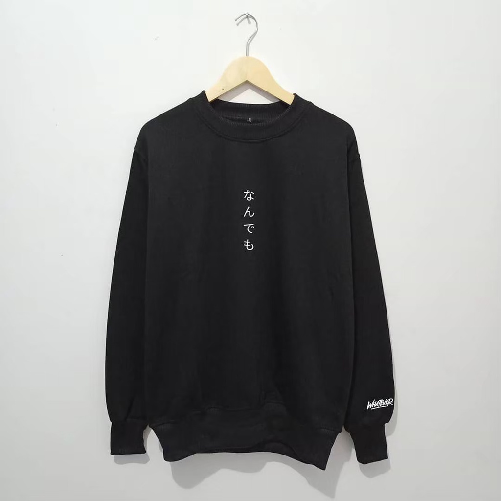 SWITER crewneck  pria AKAZOO WARNA hitam JPN LOGO WANTHER tulisan hitam crewneck oversize sablon CN distro pria murah  sweater wanita terbaru 2021ori  switer oblong krah sweater krah tinggi unisex ptremium  akazoo ofisial