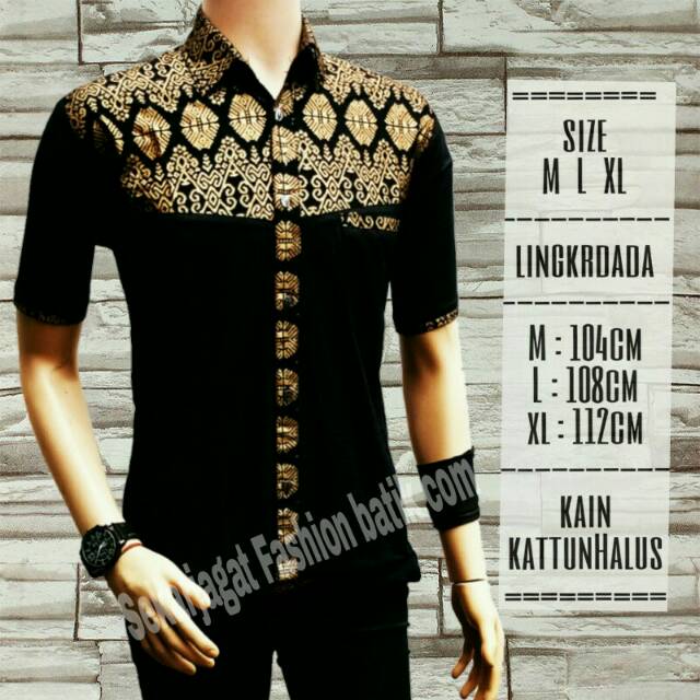 BSWART Batik HRB026 Kenongo Hem Pendek Padi Pekalongan M L XL Batik Pria MURAH Modern Grosir