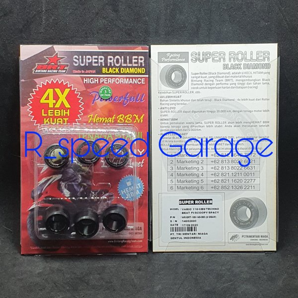 super roller brt vario 110 karbu, beat, scoopy, spacy, vario 110 fi