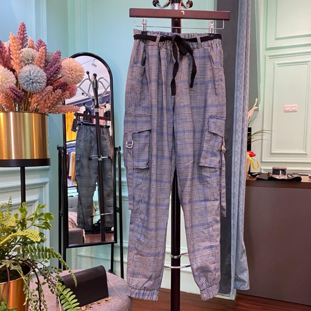 Tartan Zara jogger cargo pants