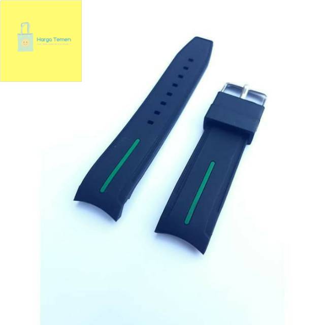 RUBBER STRAP TALI JAM TANGAN ROLEX 20MM LIS HIJAU