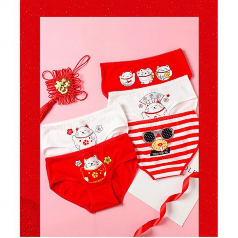 Celana Dalam Brief Wanita Lucu Motif Cetak celana dalam Katun