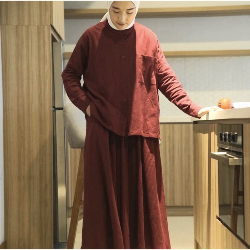NEW LINEN SKIRT SET MAROON BY MASA OFFICIAL