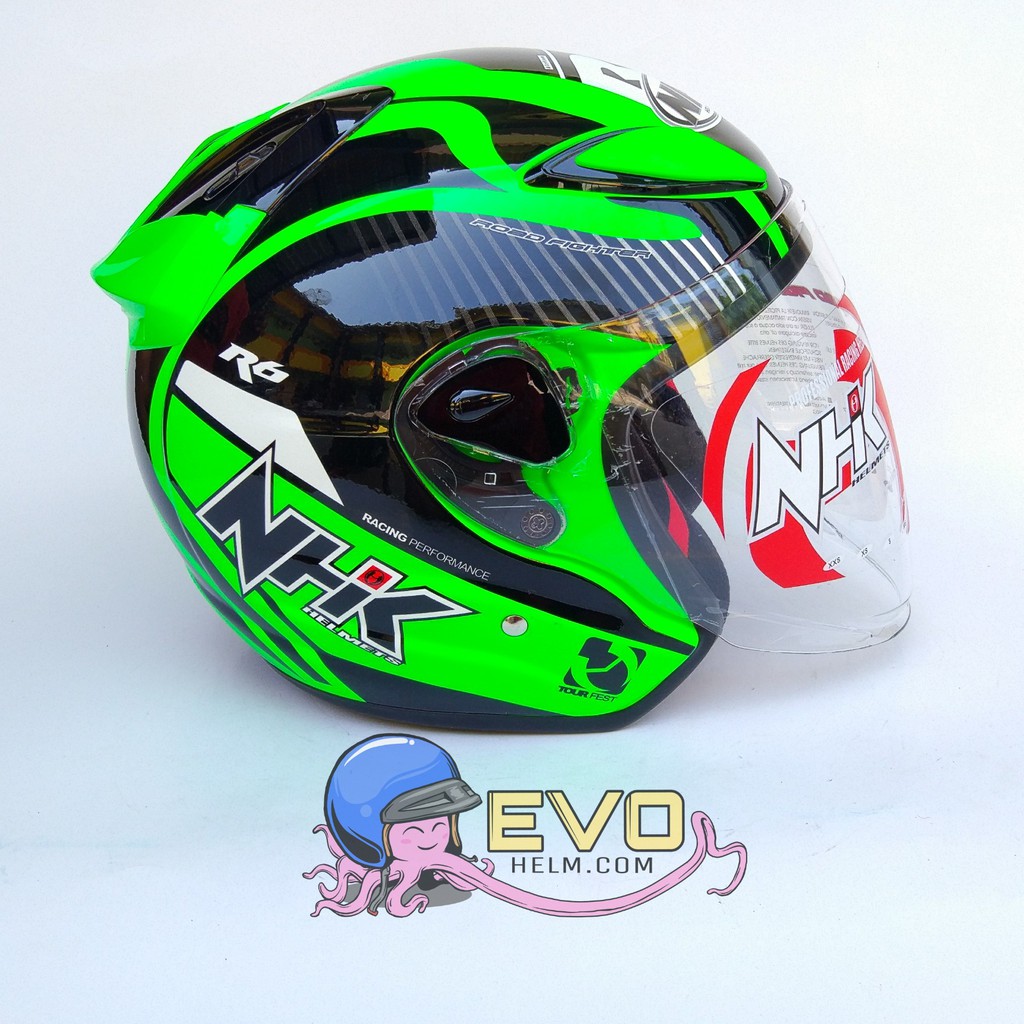 NHK R6 SPECTRA GRAPHIC Half Face - Single Visor GREEN FLUO