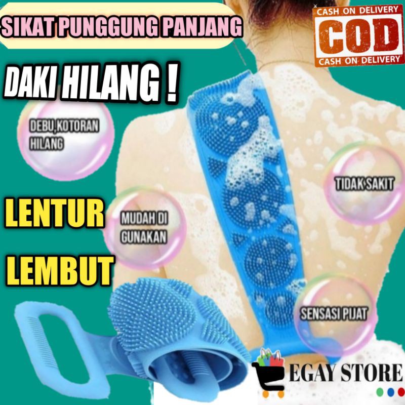 Sikat Punggung Mandi Silikon Silicon Lembut Panjang Penggosok Busa Penghilang Daki Brush Scrubber