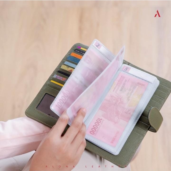 Dompet Wanita Planner Binder Finansial Keuangan Pengaturan Budget Praktis Simple Bahan Kulit Asli Pr