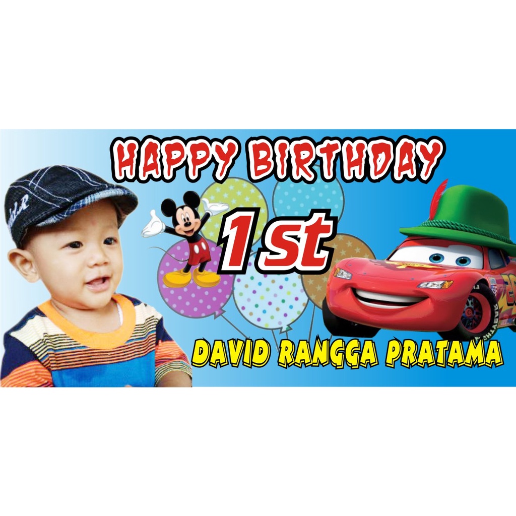 Spanduk Banner ulang tahun anak laki-laki-perempuan | Spanduk Ulang Tahun Custom Bisa Request