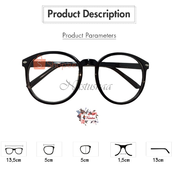 Kacamata Fashion Unisex Korea Frame Plastik Kacamata Gaya Oval Korean Style Retro Untuk Pria dan Wanita FREECASE