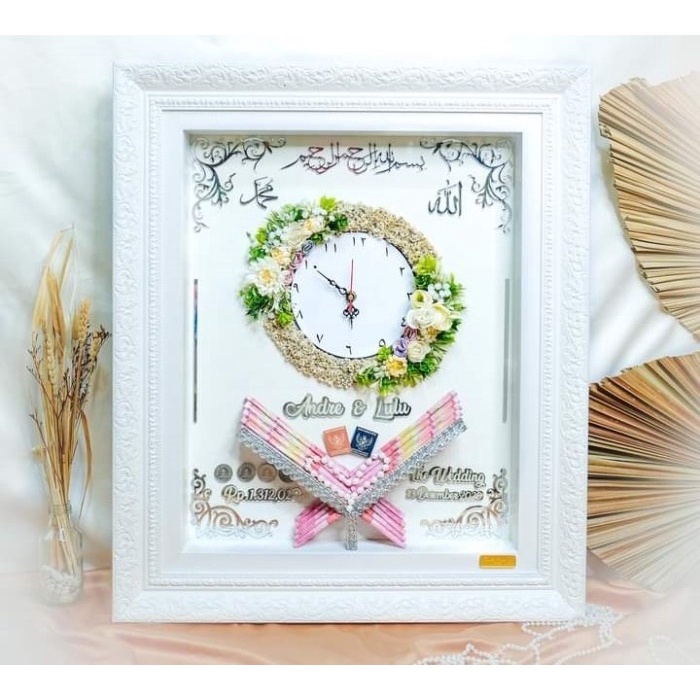 MAHAR JAM RUSTIC FRAME FIGURA PUTIH UKIR - 25X35 - 25X35