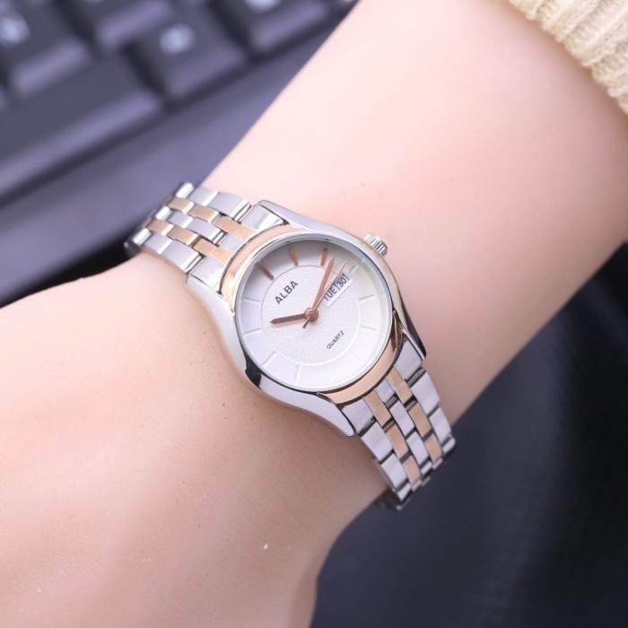 JAM TANGAN WANITA MURAH ORIGINAL KECIL RANTAI DIGITAL ANTI AIR N9M2 Alba Tanggal Aktif Stainless