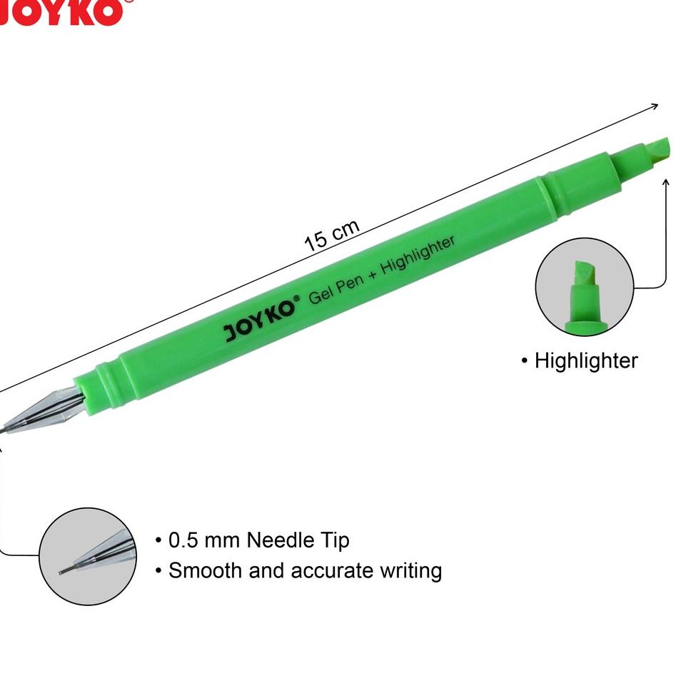 

Grosir DVHG0 Color Gel Pen Pena Jel + Highlighter Penanda Joyko GPC-277 8 Warna 53 Promo