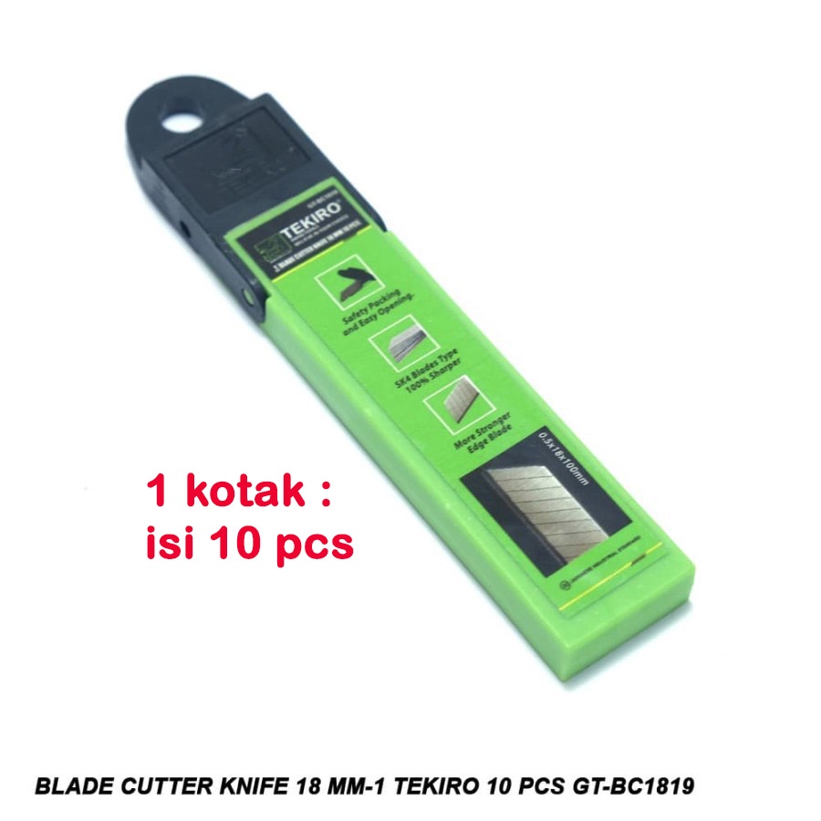 isi 10 pcs Cutter BESAR 18mm TEKIRO refill Ulang Pisau GT-BC1819