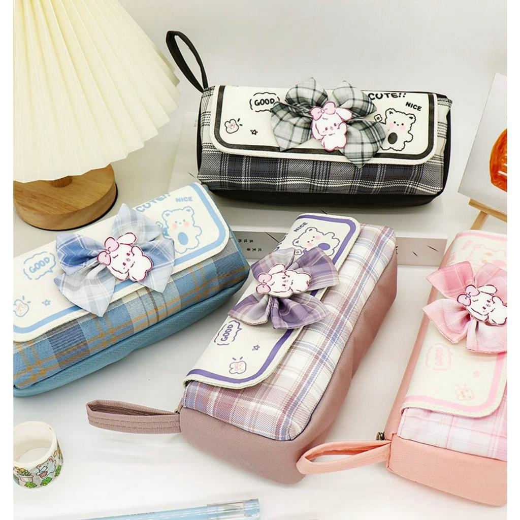 TXS09 Korean Pen Pencil Case Ribbon Cute Kotak Tempat Pensil Box TKM