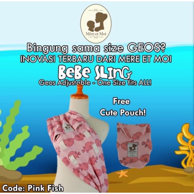 Geos Mere Et Moi Bebe Sling Pink Fish Adjustable