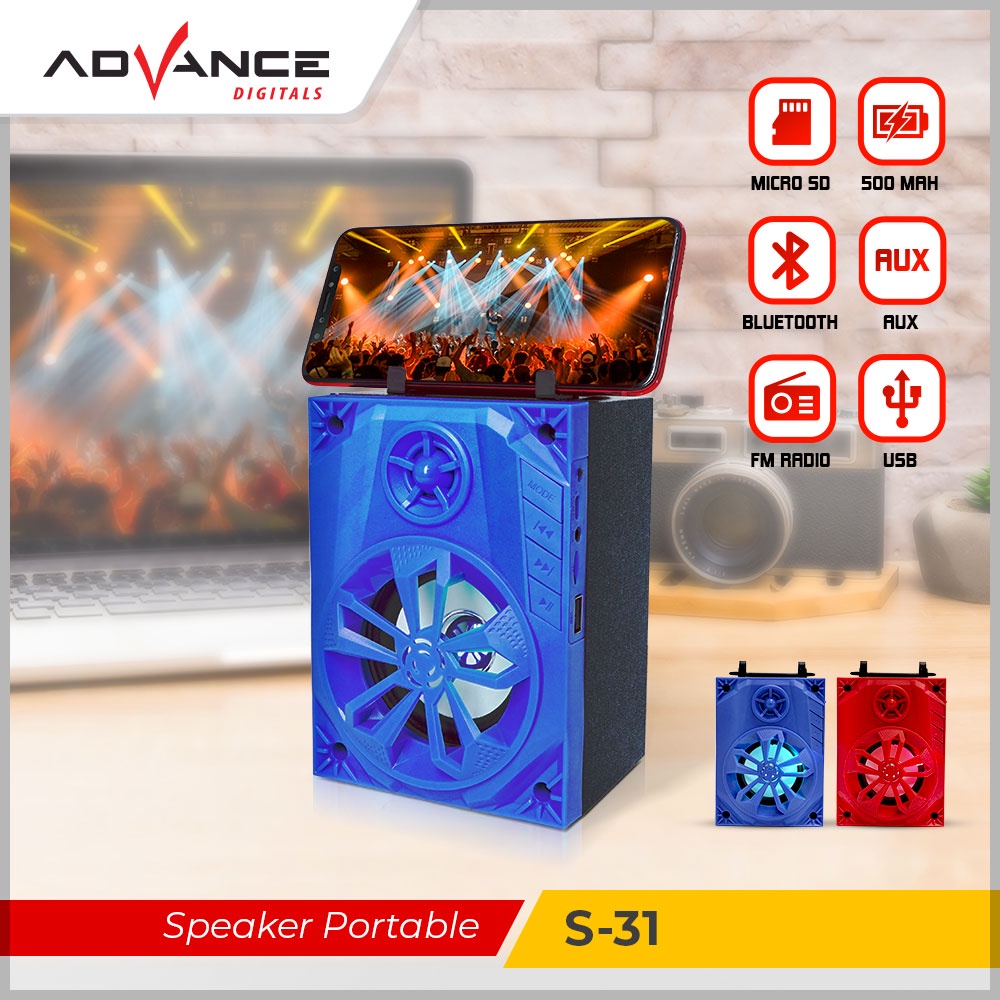 Advance Speaker bluetooth music box S31 Garansi 1 Tahun