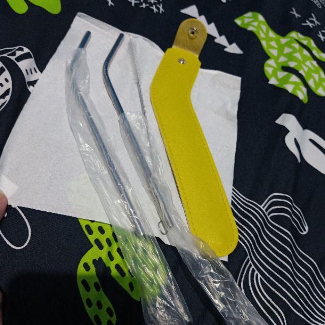 Sedotan Stainless Foodgrade Paket Pouch Brush Sikat