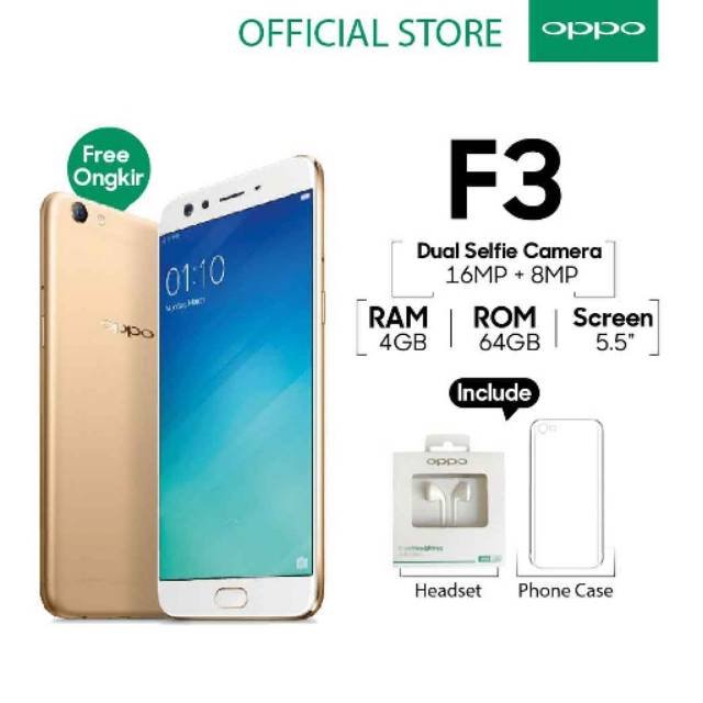 Oppo F3 RAM 4GB/64GB  Garansi Resmi Oppo