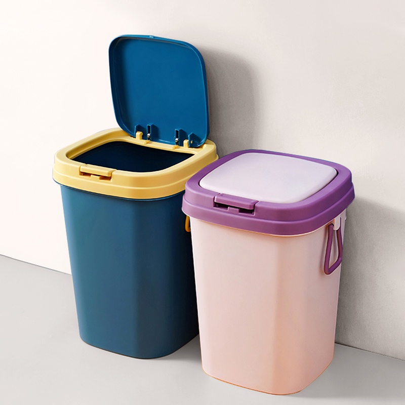 Letyeah &amp; Anantagt Tempat sampah Kamar mandi Dapur Besar dengan tombol Tutup Bentuk Persegi Plastik